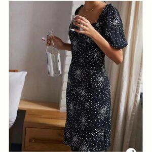 Anthropologie Black Motif Sweetheart Puff Sleeve Dress – Size Small (NWT $98)